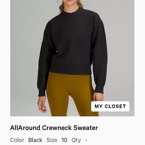 Lululemon All Around Crewneck Sweater, size 10, black